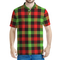 Green Red And Black Buffalo Plaid Print Men's Polo Shirt