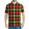 Green Red And Black Buffalo Plaid Print Men's Polo Shirt