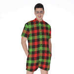 Green Red And Black Buffalo Plaid Print Men's Rompers