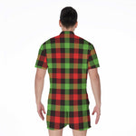 Green Red And Black Buffalo Plaid Print Men's Rompers