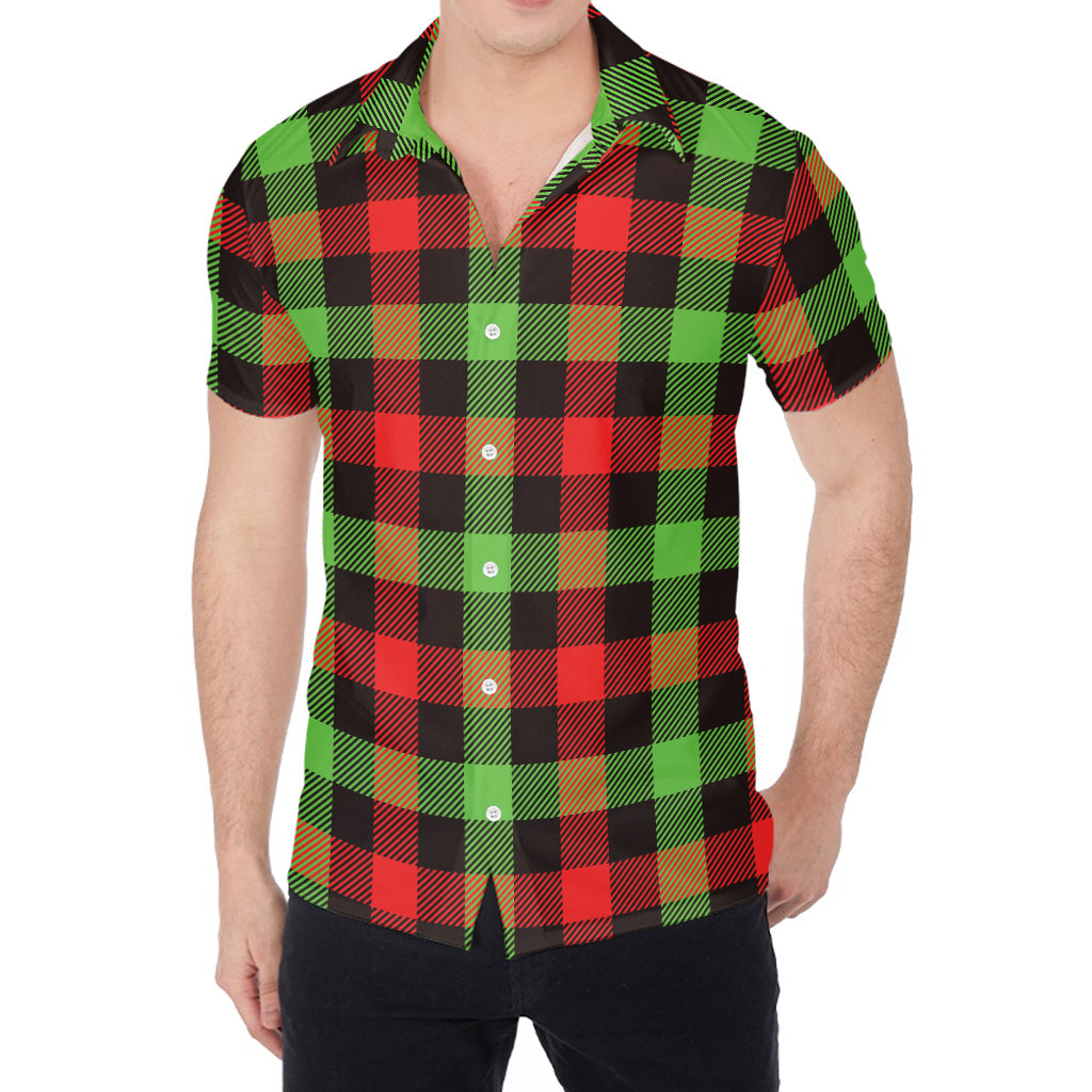 Green Red And Black Buffalo Plaid Print Men's Shirt