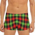 Green Red And Black Buffalo Plaid Print Men's Short Boxer Briefs