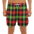 Green Red And Black Buffalo Plaid Print Men's Split Running Shorts