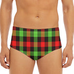 Green Red And Black Buffalo Plaid Print Men's Triangle Swim Briefs