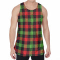 Green Red And Black Buffalo Plaid Print Men's Velvet Tank Top