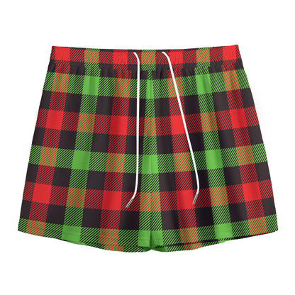 Green Red And Black Buffalo Plaid Print Mesh Shorts