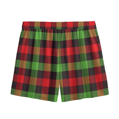 Green Red And Black Buffalo Plaid Print Mesh Shorts