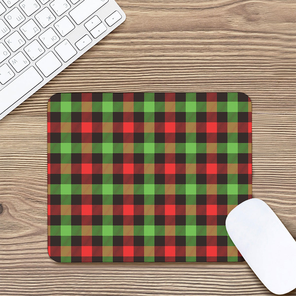 Green Red And Black Buffalo Plaid Print Mouse Pad
