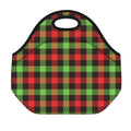 Green Red And Black Buffalo Plaid Print Neoprene Lunch Bag