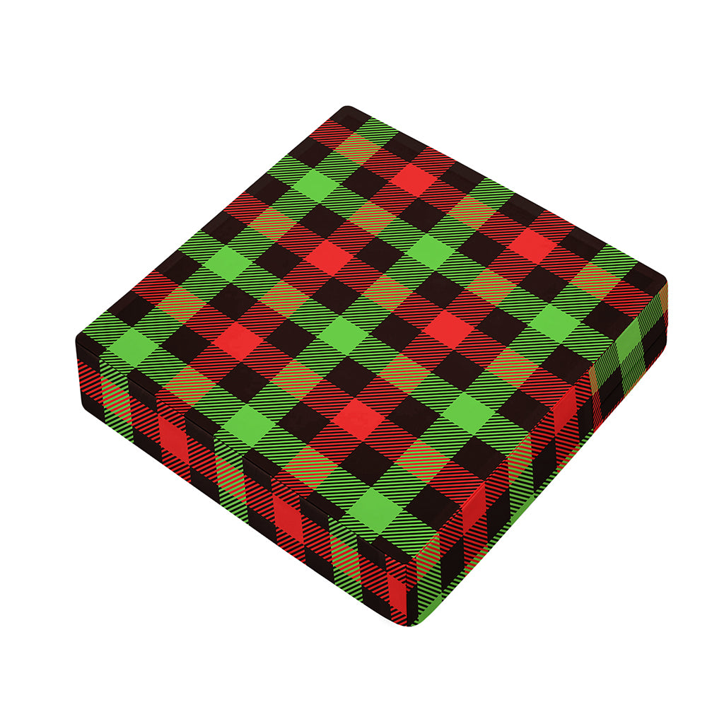 Green Red And Black Buffalo Plaid Print Outdoor Seat Cushion Cover