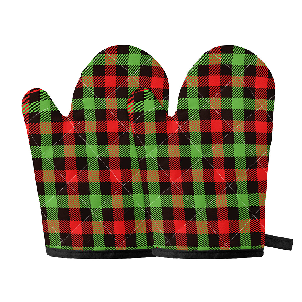 Green Red And Black Buffalo Plaid Print Oven Mitts