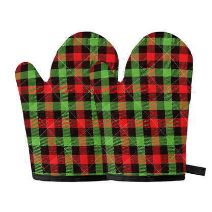 Green Red And Black Buffalo Plaid Print Oven Mitts