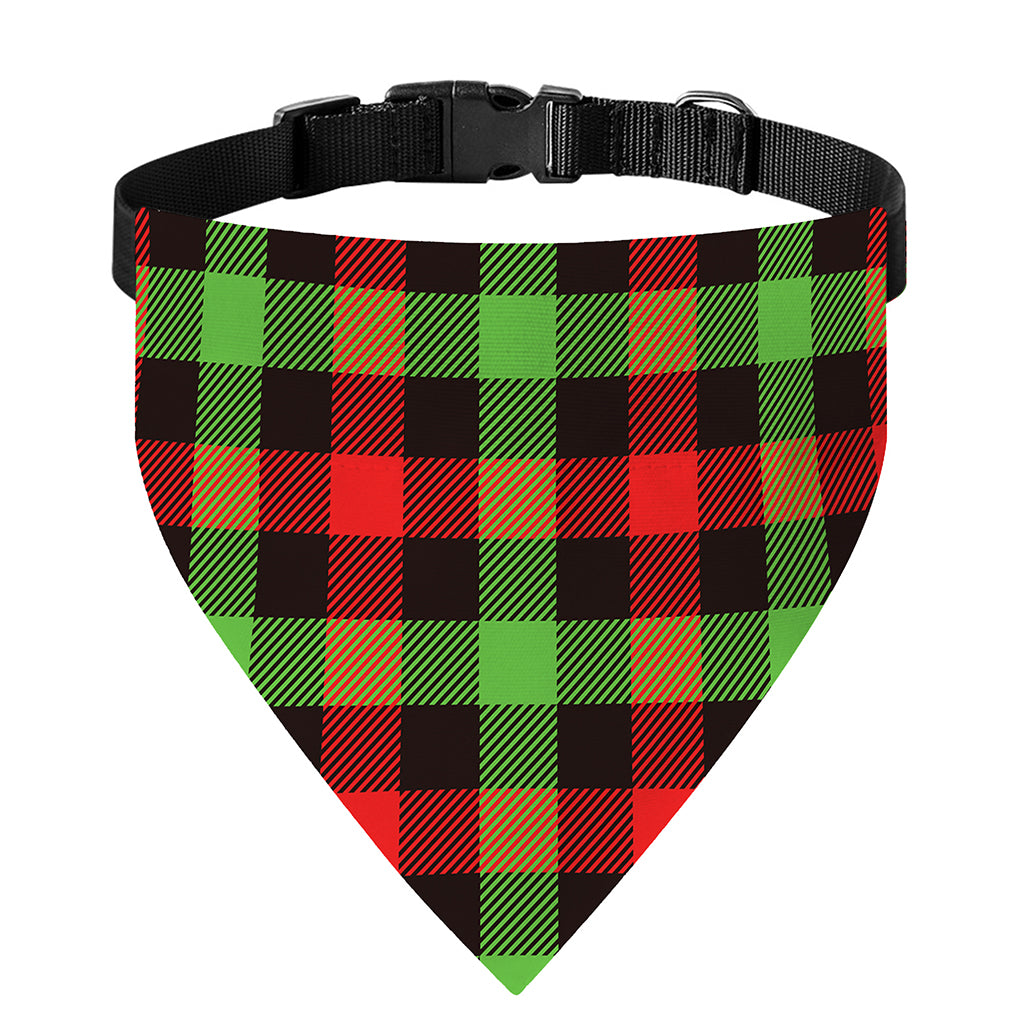 Green Red And Black Buffalo Plaid Print Over The Collar Dog Bandana