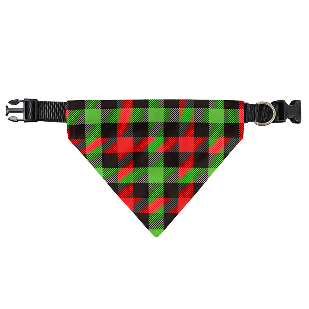 Green Red And Black Buffalo Plaid Print Over The Collar Dog Bandana