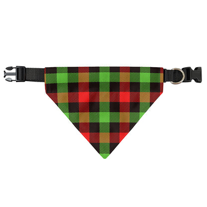 Green Red And Black Buffalo Plaid Print Over The Collar Dog Bandana