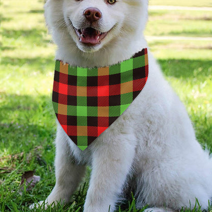 Green Red And Black Buffalo Plaid Print Over The Collar Dog Bandana