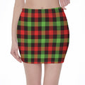 Green Red And Black Buffalo Plaid Print Pencil Mini Skirt
