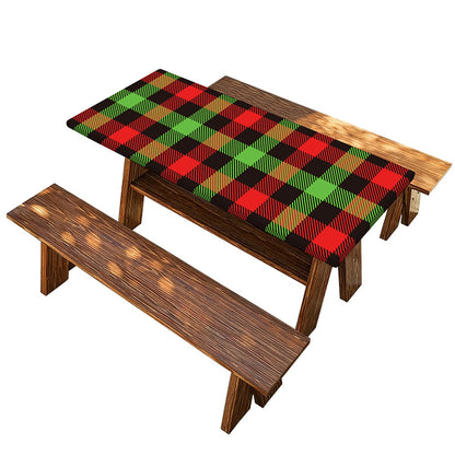Green Red And Black Buffalo Plaid Print Picnic Table Cover