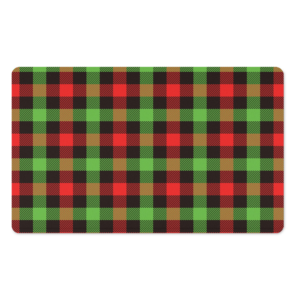 Green Red And Black Buffalo Plaid Print Polyester Doormat