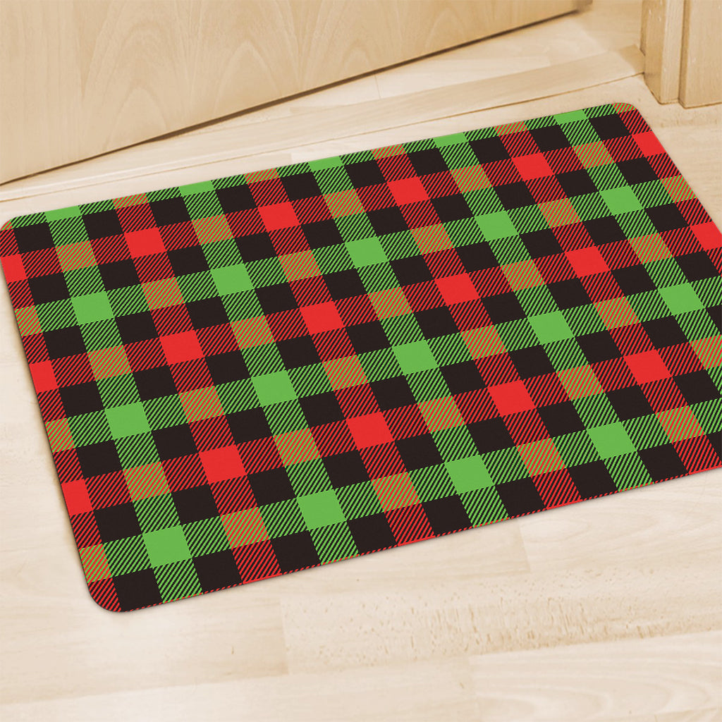 Green Red And Black Buffalo Plaid Print Polyester Doormat