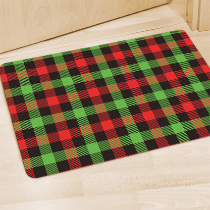 Green Red And Black Buffalo Plaid Print Polyester Doormat
