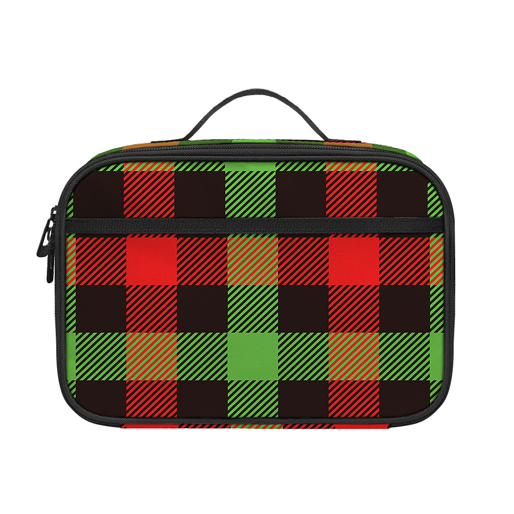 Green Red And Black Buffalo Plaid Print Portable Lunch Bag