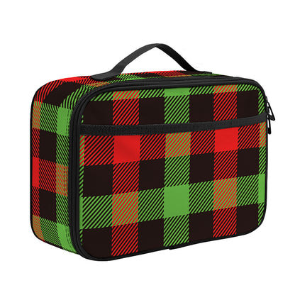 Green Red And Black Buffalo Plaid Print Portable Lunch Bag