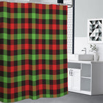 Green Red And Black Buffalo Plaid Print Premium Shower Curtain
