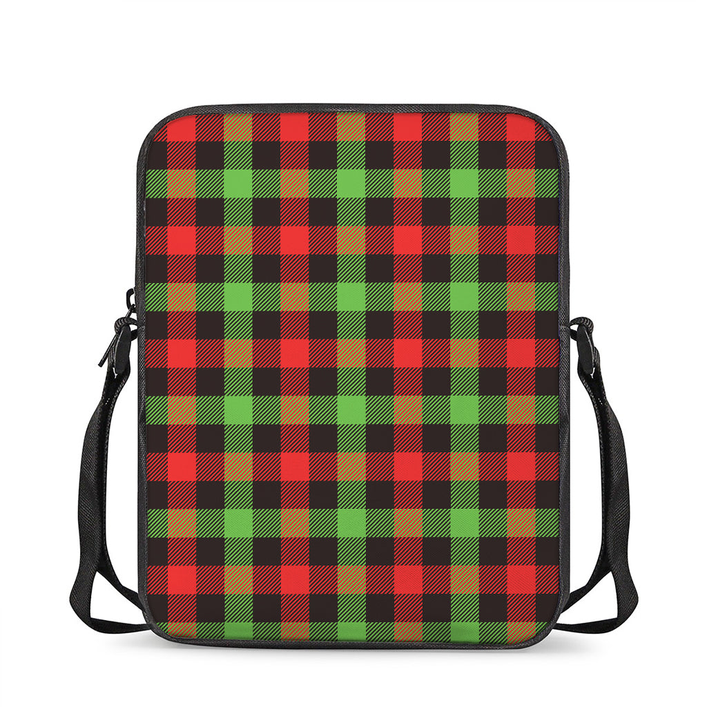 Green Red And Black Buffalo Plaid Print Rectangular Crossbody Bag