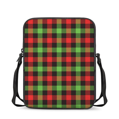 Green Red And Black Buffalo Plaid Print Rectangular Crossbody Bag