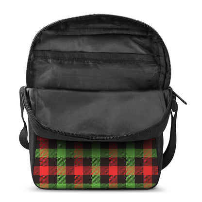 Green Red And Black Buffalo Plaid Print Rectangular Crossbody Bag