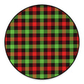 Green Red And Black Buffalo Plaid Print Round Floor Mat