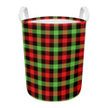 Green Red And Black Buffalo Plaid Print Round Laundry Basket
