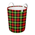 Green Red And Black Buffalo Plaid Print Round Laundry Basket