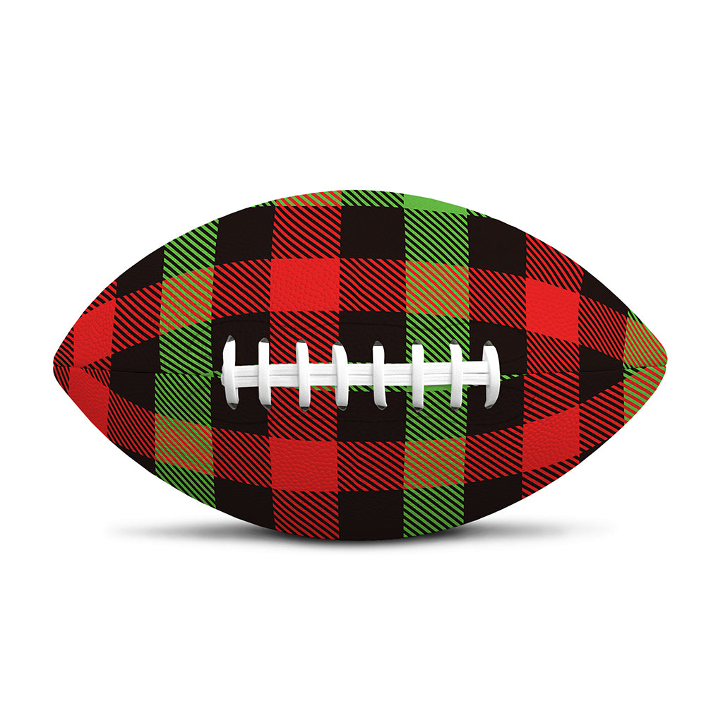 Green Red And Black Buffalo Plaid Print Rugby Ball