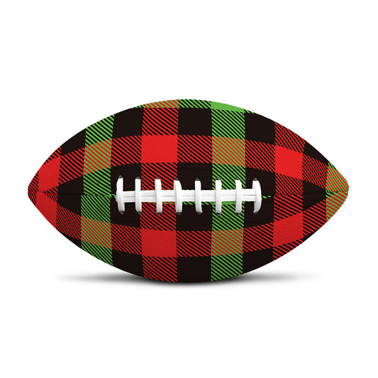 Green Red And Black Buffalo Plaid Print Rugby Ball
