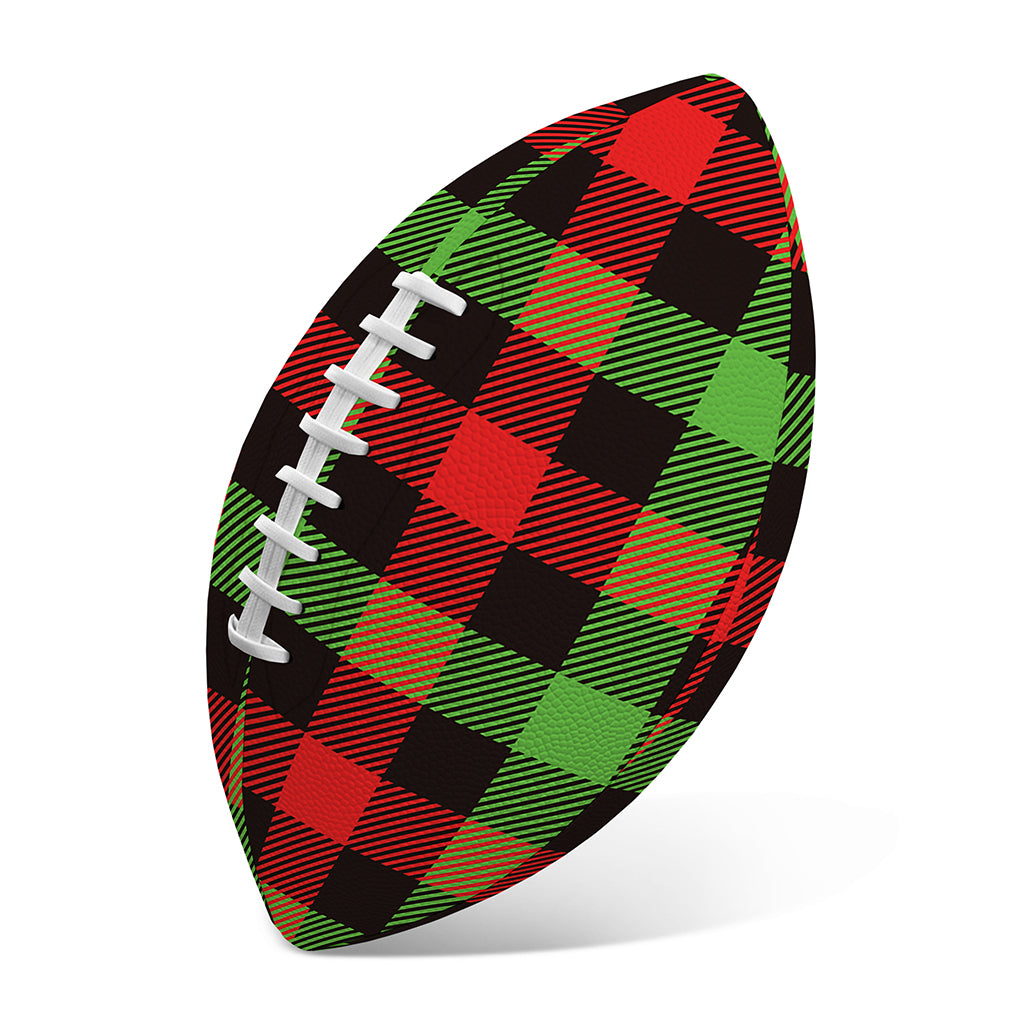 Green Red And Black Buffalo Plaid Print Rugby Ball