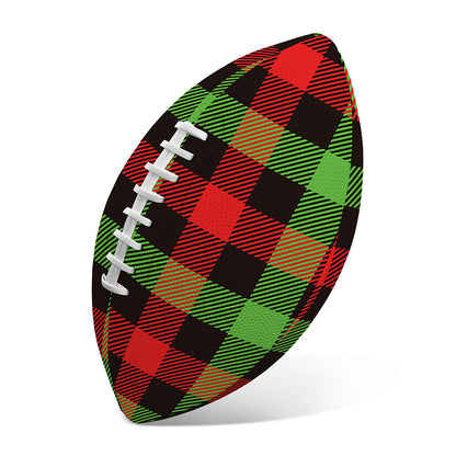 Green Red And Black Buffalo Plaid Print Rugby Ball