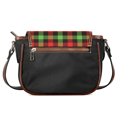 Green Red And Black Buffalo Plaid Print Saddle Bag