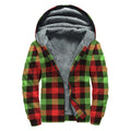 Green Red And Black Buffalo Plaid Print Sherpa Lined Zip Up Hoodie