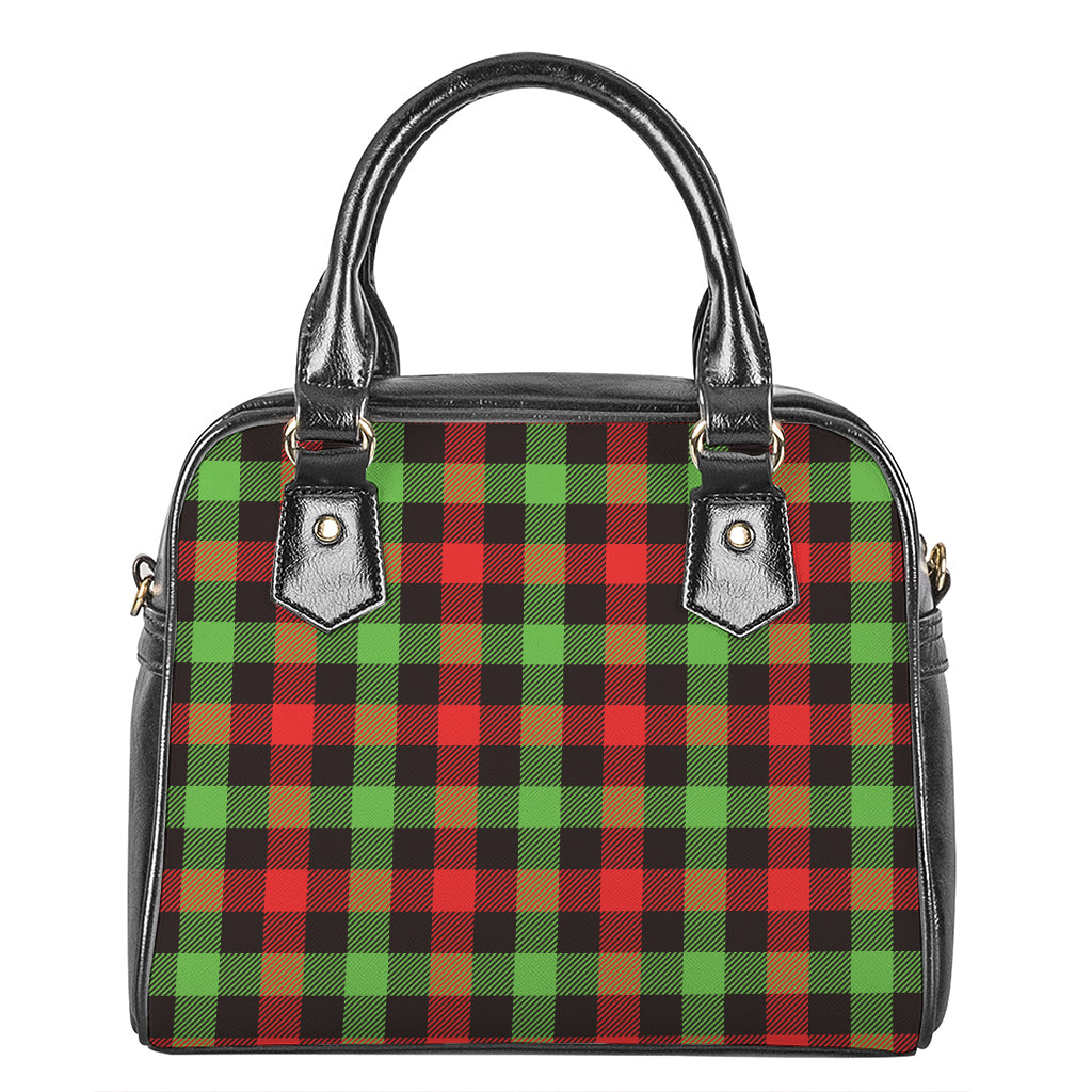 Green Red And Black Buffalo Plaid Print Shoulder Handbag