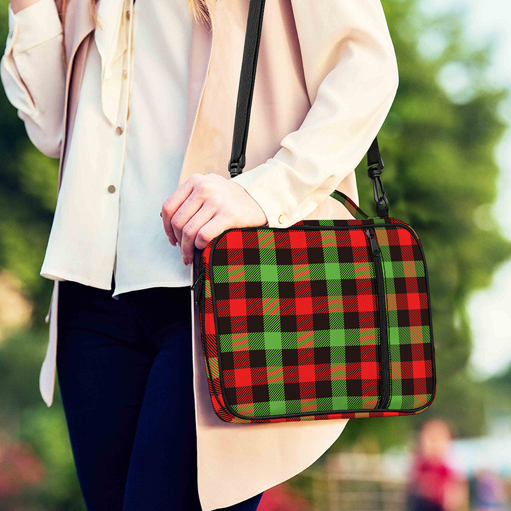 Green Red And Black Buffalo Plaid Print Shoulder Strap Bible Bag
