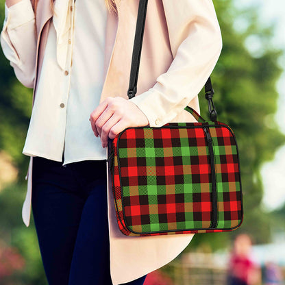 Green Red And Black Buffalo Plaid Print Shoulder Strap Bible Bag