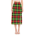 Green Red And Black Buffalo Plaid Print Side Slit Midi Skirt