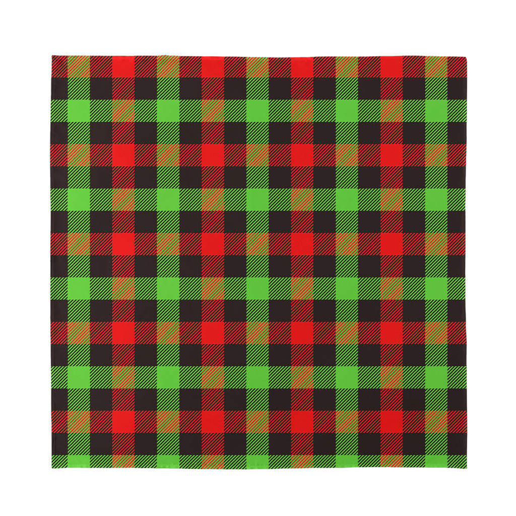 Green Red And Black Buffalo Plaid Print Silk Bandana