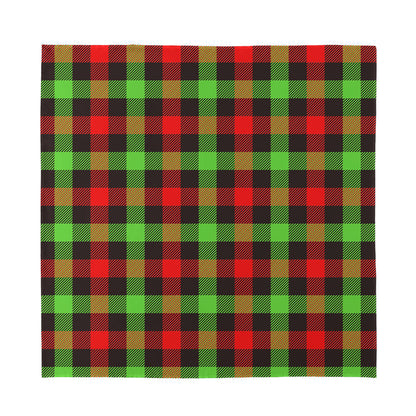 Green Red And Black Buffalo Plaid Print Silk Bandana