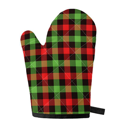 Green Red And Black Buffalo Plaid Print Single Oven Mitt
