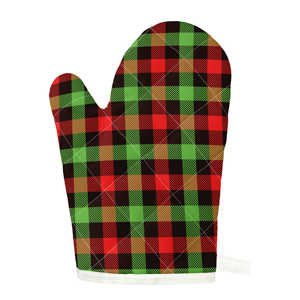 Green Red And Black Buffalo Plaid Print Single Oven Mitt