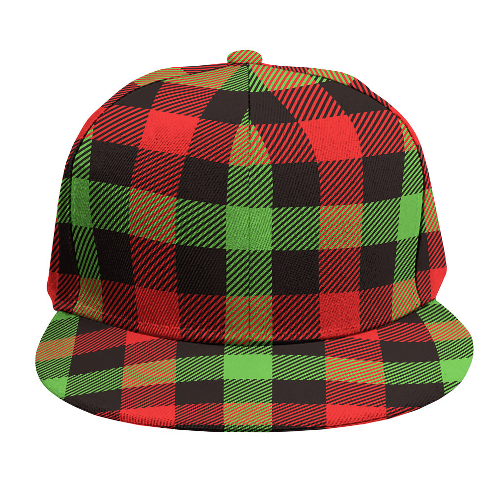 Green Red And Black Buffalo Plaid Print Snapback Cap