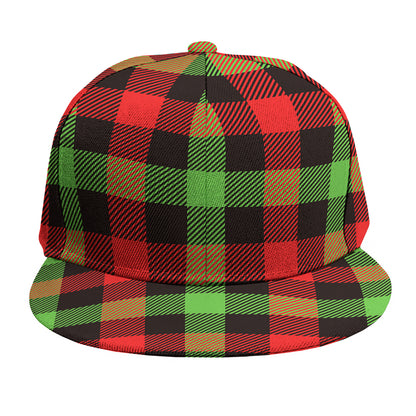 Green Red And Black Buffalo Plaid Print Snapback Cap